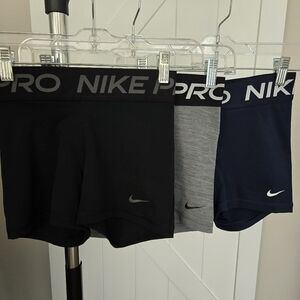 Nike Womens Pro Compression Shorts Trio - Black, Gray & Navy